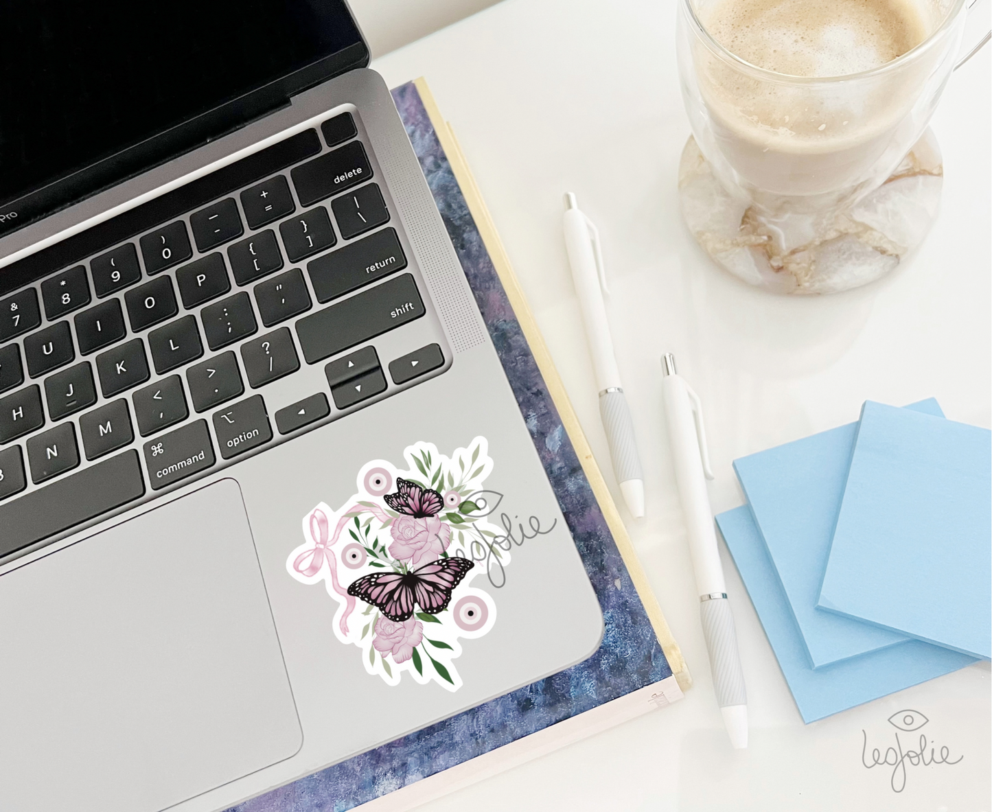 Blush Butterfly & Floral Sticker