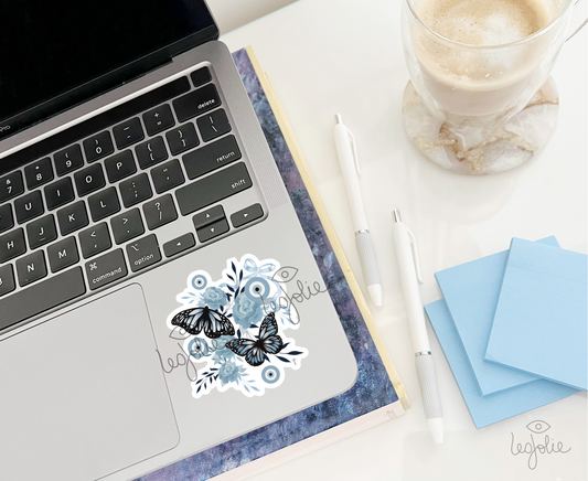 Blue Butterfly & Floral Sticker