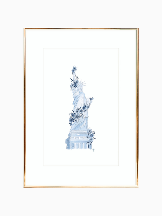 Floral Statue Of Liberty Print