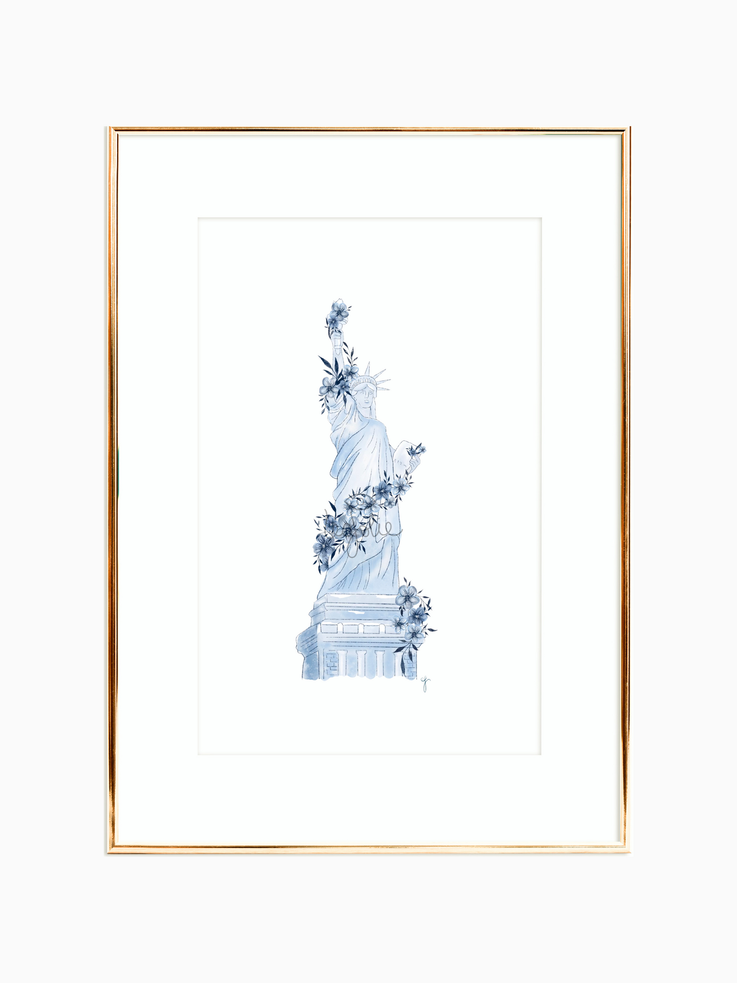 Floral Statue Of Liberty Print