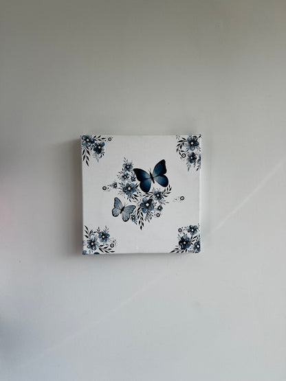 Signature & Sapphire Blue Butterflies Canvas