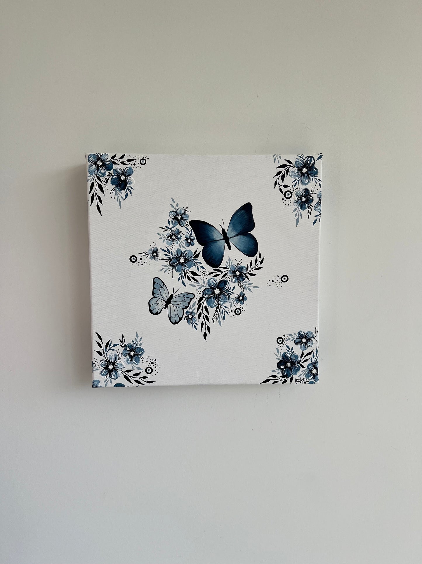 Signature & Sapphire Blue Butterflies Canvas