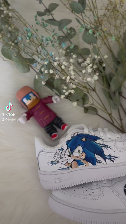 Hand Painted Sonic Inspo Sneakers