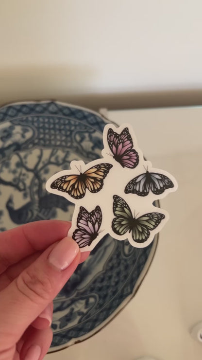 Multi Color Butterfly Clear Sticker