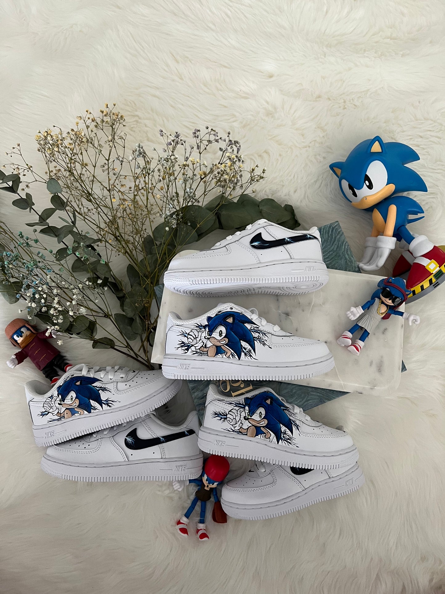 Hand Painted Sonic Inspo Sneakers