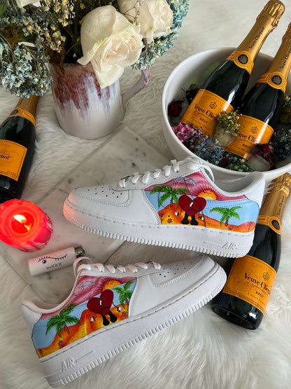 Hand Painted Bad Bunny AF1 Sneakers