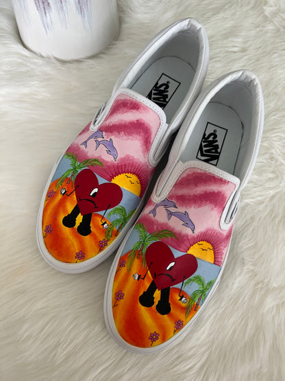 Hand Painted Bad Bunny Vans Sneakers