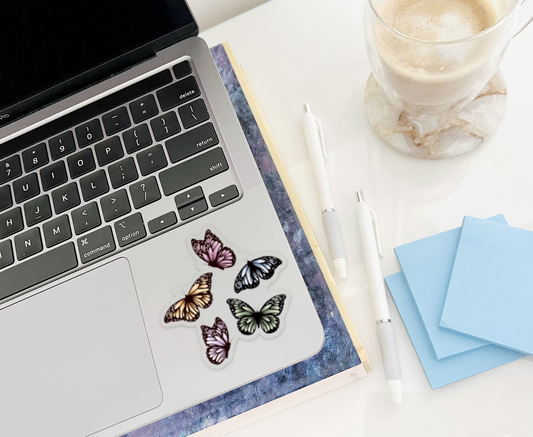 Multi Color Butterfly Clear Sticker