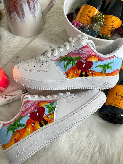 Hand Painted Bad Bunny AF1 Sneakers