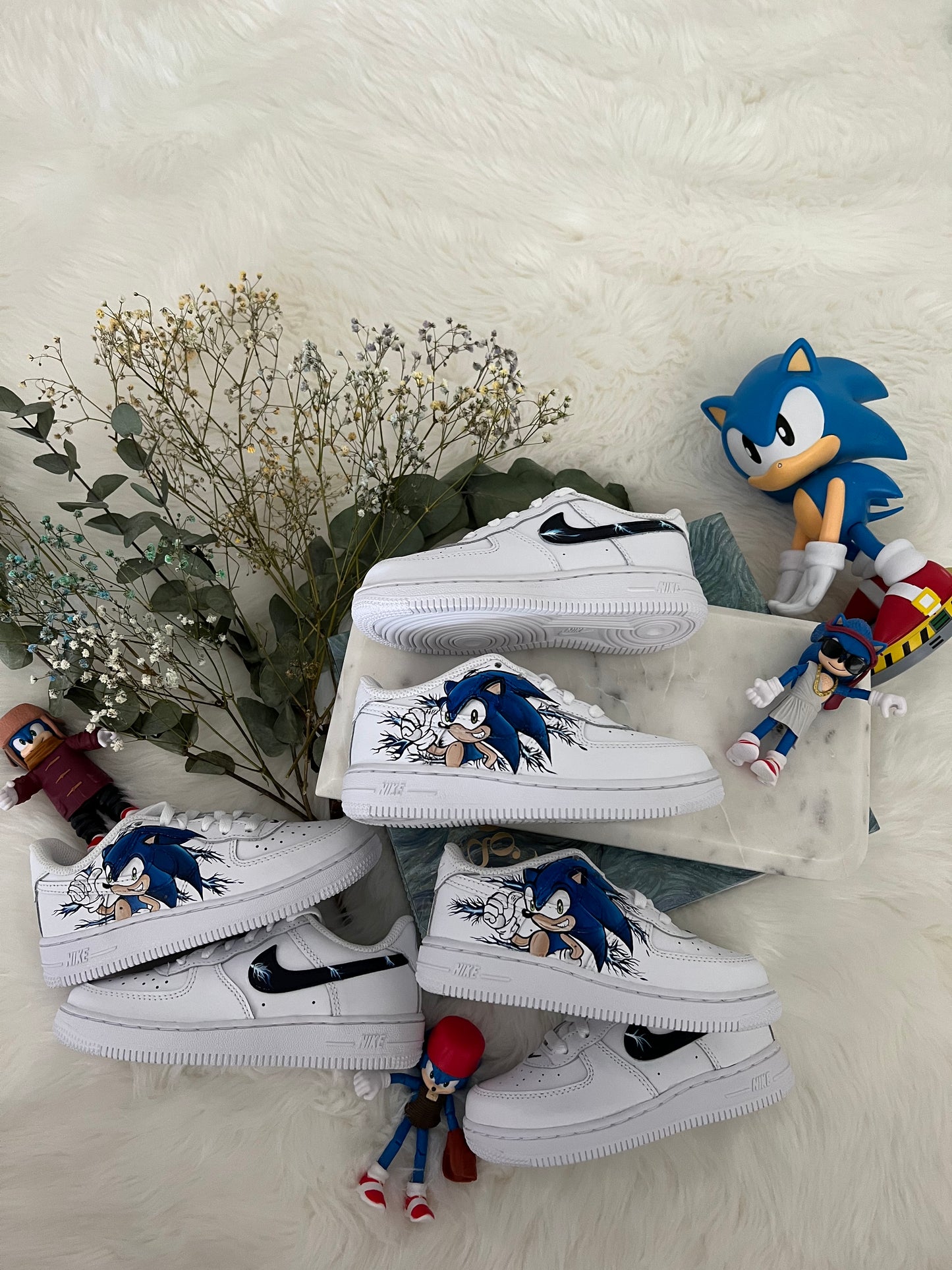 Hand Painted Sonic Inspo Sneakers